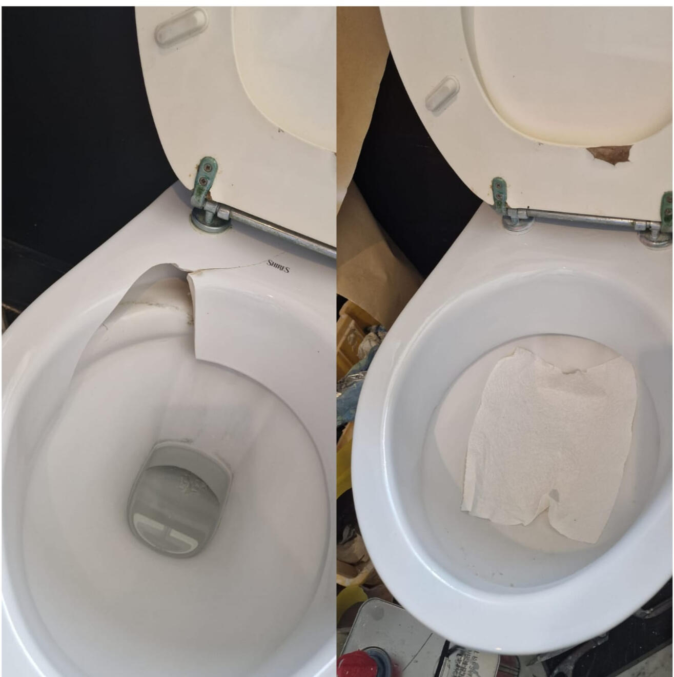 before and after pictures of a ceramic toilet crack repair before and after pictures of a ceramic toilet crack repair in Cardiff