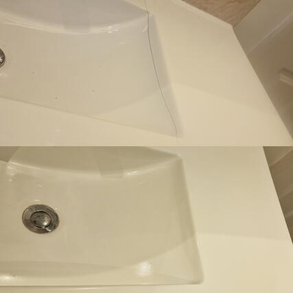 Huge ceramic sink crack repaired in Cardiff