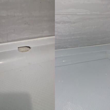 Giant shower tray chip repaired in Newport wales