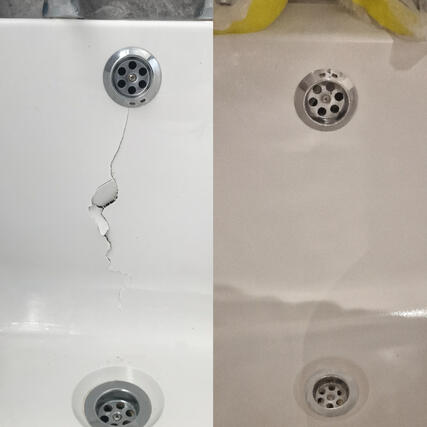Acrylic bath crack repair completed in Cardiff
