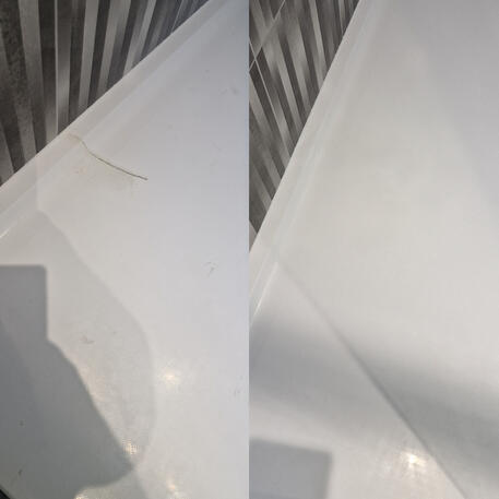Stone resin shower tray crack repaired in Cardiff