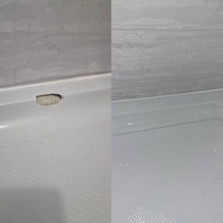 Giant shower tray chip repaired in Newport wales